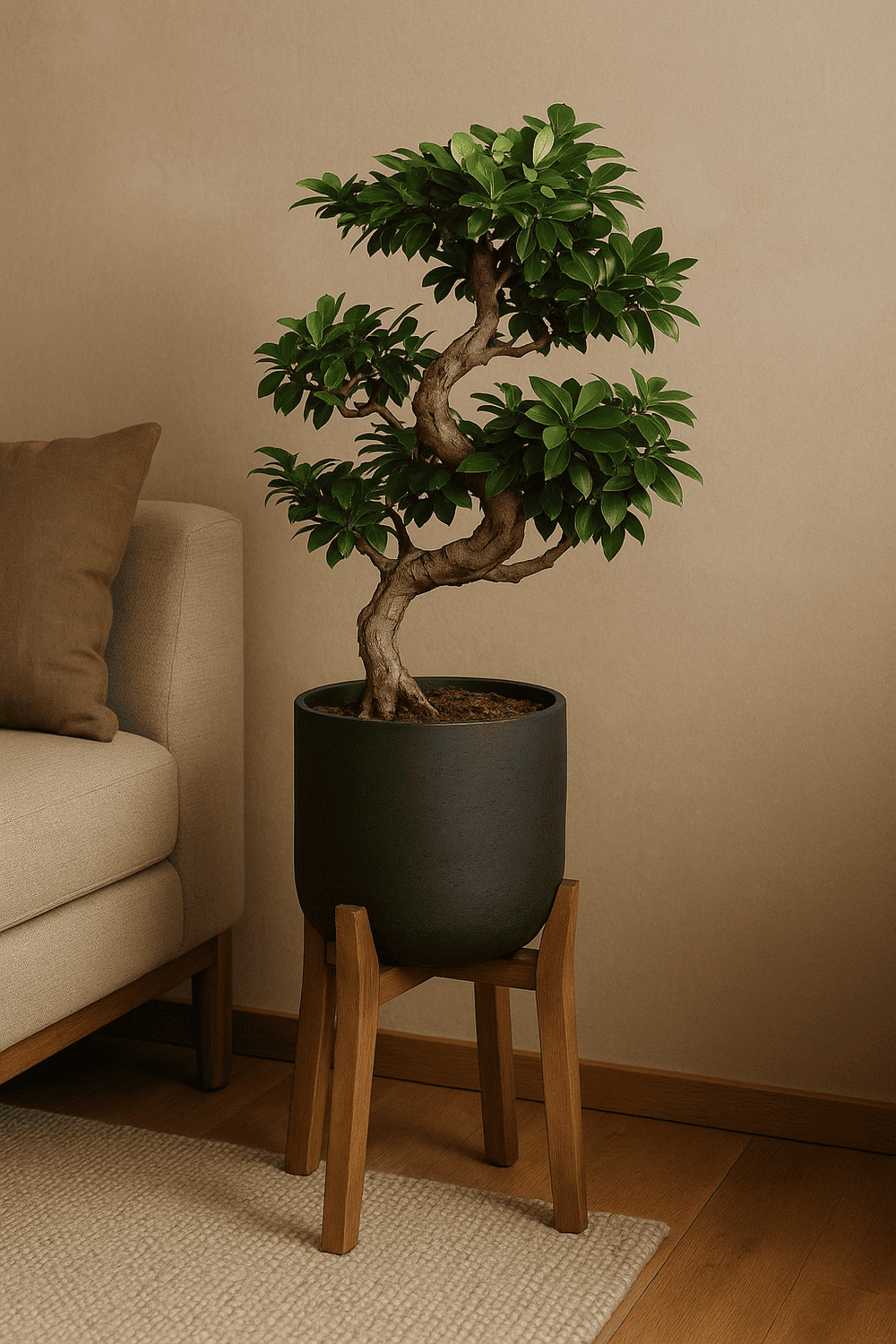 Ficus 'Ginseng' Bonsai Ø:24 H:70 cm - Pflegeleichter Bonsai