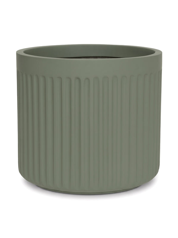 Blumentopf Turris Low Salbeigrün aus Fiberglas