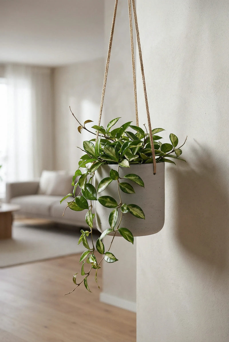 Blumenampel Charlie Grau aus Ton – Indoor & Outdoor