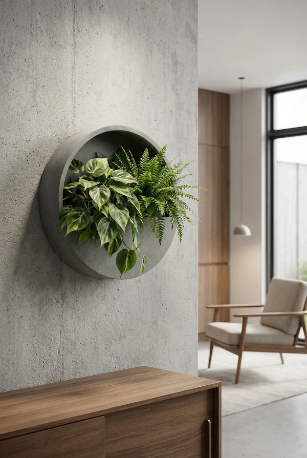 Wandpflanzschale Hanging Wally Grau aus Fiberstone