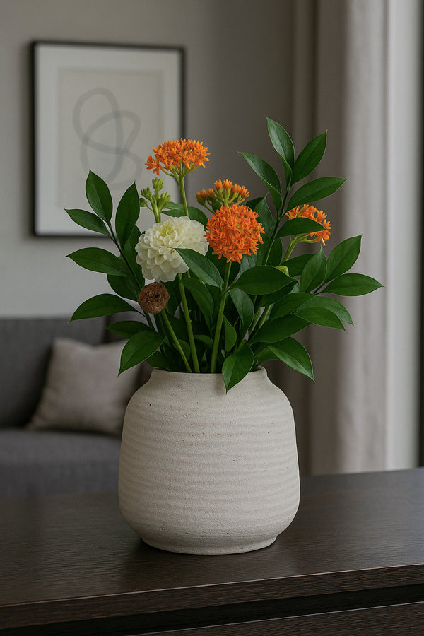 Vase Jabari Grau, wasserdicht aus glasfaserverstärktem Ton