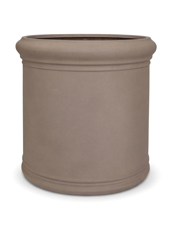Großer Pflanzkübel rund – Jumbo Max Classic Taupe mit Bordüre