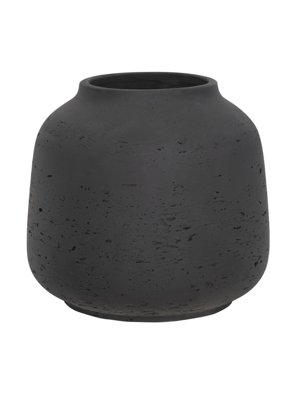 Vase Jabari Schwarz, wasserdicht aus glasfaserverstärktem Ton