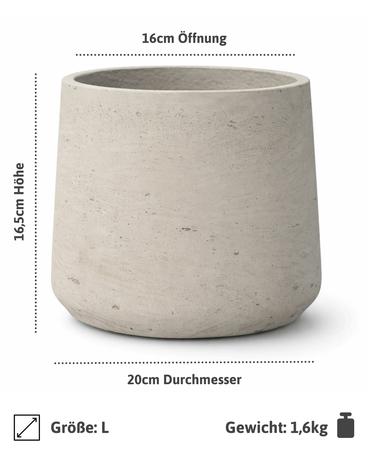 Übertöpfe Patt Grey Washed aus Ton, 4er-Set Ø:20 cm