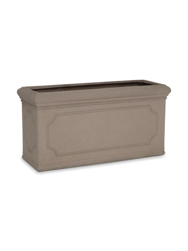 Rechteckiger Pflanzkübel Jort Classic Taupe mit Bordüre
