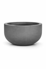 Jumbo City Bowl in gray fiberstone by Pottery Pots, showcasing a modern planter with a sleek design.