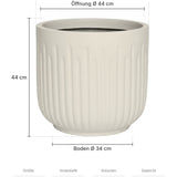 Blumentopf Arcus Seidenweiß Größe M – Maße: Ø 48 cm, Öffnung Ø 44 cm, Boden Ø 34 cm, Höhe 44 cm