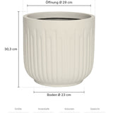 Blumentopf Arcus Seidenweiß Größe XS – Maße: Ø 33 cm, Öffnung Ø 29 cm, Boden Ø 23 cm, Höhe 30,3 cm