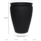 Großer Pflanzkübel Artemis Schwarz Größe L – Maße: Ø 53 cm, Öffnung Ø 47 cm, Boden Ø 32 cm, Höhe 68 cm