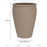 Großer Pflanzkübel Artemis Taupe Größe L – Maße: Ø 53 cm, Öffnung Ø 47 cm, Boden Ø 32 cm, Höhe 68 cm