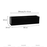 Frostfester Blumenkasten Balcony Schwarz Größe XL – Maße: 80 × 20 cm, Höhe 20 cm, Öffnung 75 × 15 cm
