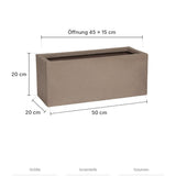 Frostfester Blumenkasten Balcony Taupe Größe S – Maße: 50 × 20 cm, Höhe 20 cm, Öffnung 45 × 15 cm