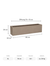 Frostfester Blumenkasten Balcony Taupe Größe XL – Maße: 80 × 20 cm, Höhe 20 cm, Öffnung 75 × 15 cm