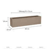 Frostfester Blumenkasten Balcony Taupe Größe XL – Maße: 80 × 20 cm, Höhe 20 cm, Öffnung 75 × 15 cm