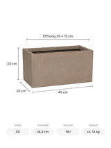Frostfester Blumenkasten Balcony Taupe Größe XS – Maße: 40 × 20 cm, Höhe 20 cm, Öffnung 35 × 15 cm