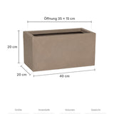 Frostfester Blumenkasten Balcony Taupe Größe XS – Maße: 40 × 20 cm, Höhe 20 cm, Öffnung 35 × 15 cm