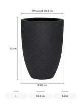 Pflanzkübel Ben Schwarz Größe L – Maße: Ø 40 cm, Öffnung Ø 38,4 cm, Höhe 55 cm