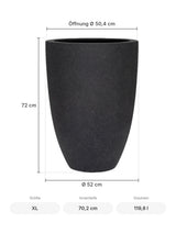 Pflanzkübel Ben Schwarz Größe XL – Maße: Ø 52 cm, Öffnung Ø 50,4 cm, Höhe 72 cm