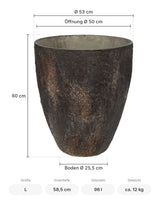 Pflanzkübel Bernd Oyster Braun Größe L – Maße: Ø 53 cm, Öffnung Ø 50 cm, Boden Ø 25,5 cm, Höhe 60 cm