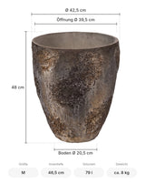 Pflanzkübel Bernd Oyster Braun Größe M – Maße: Ø 42,5 cm, Öffnung Ø 39,5 cm, Boden Ø 20,5 cm, Höhe 48 cm