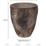 Pflanzkübel Bernd Oyster Braun Größe M – Maße: Ø 42,5 cm, Öffnung Ø 39,5 cm, Boden Ø 20,5 cm, Höhe 48 cm