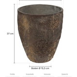 Pflanzkübel Bernd Oyster Braun Größe S – Maße: Ø 33 cm, Öffnung Ø 30 cm, Boden Ø 15,5 cm, Höhe 37 cm
