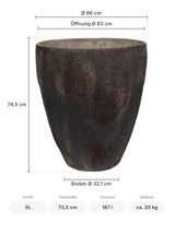 Pflanzkübel Bernd Oyster Braun Größe XL – Maße: Ø 66 cm, Öffnung Ø 63 cm, Boden Ø 32,1 cm, Höhe 74,5 cm