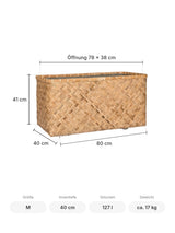 Pflanzkorb Rafi Größe M – Maße: 80 × 40 cm, Höhe 41 cm, Öffnung 78 × 38 cm