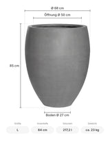 Hoher Pflanzkübel Bond Grau Größe L – Maße: Ø 68 cm, Öffnung Ø 50 cm, Boden Ø 27 cm, Höhe 85 cm