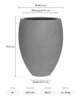 Hoher Pflanzkübel Bond Grau Größe M – Maße: Ø 48,5 cm, Öffnung Ø 37 cm, Boden Ø 21 cm, Höhe 61,5 cm