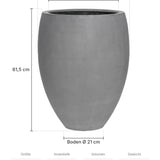 Hoher Pflanzkübel Bond Grau Größe M – Maße: Ø 48,5 cm, Öffnung Ø 37 cm, Boden Ø 21 cm, Höhe 61,5 cm