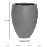 Hoher Pflanzkübel Bond Grau Größe S – Maße: Ø 35 cm, Öffnung Ø 26 cm, Boden Ø 15 cm, Höhe 45 cm