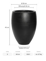 Hoher Pflanzkübel Bond Schwarz Größe S – Maße: Ø 35 cm, Öffnung Ø 26 cm, Boden Ø 15 cm, Höhe 45 cm