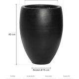 Hoher Pflanzkübel Bond Schwarz Größe S – Maße: Ø 35 cm, Öffnung Ø 26 cm, Boden Ø 15 cm, Höhe 45 cm