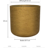 Übertopf Charlie Gold Größe L – Maße: Ø 25 cm, Öffnung Ø 23 cm, Boden Ø 17 cm, Höhe 24 cm