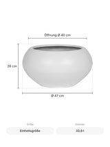 Pflanzkübel Cora Matt Weiß – Maße: Ø 47 cm, Öffnung Ø 40 cm, Höhe 26 cm