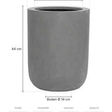 Hoher Pflanzkübel Dice Grau Größe L – Maße: Ø 34 cm, Öffnung Ø 26 cm, Boden Ø 14 cm, Höhe 44 cm