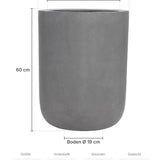 Hoher Pflanzkübel Dice Grau Größe XL – Maße: Ø 45 cm, Öffnung Ø 36 cm, Boden Ø 19 cm, Höhe 60 cm