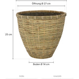 Pflanzkorb Diego Größe S – Maße: Ø 29 cm, Öffnung Ø 27 cm, Boden Ø 14 cm, Höhe 25 cm