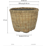Pflanzkorb Enrico Größe L – Maße: Ø 50 cm, Öffnung Ø 48 cm, Boden Ø 25 cm, Höhe 41 cm
