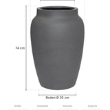 Großer Pflanzkübel Hera Grau Größe L – Maße: Ø 51 cm, Öffnung Ø 32 cm, Boden Ø 35 cm, Höhe 74 cm