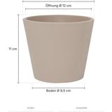 Blumentopf Inez Beige Größe S – Maße: Ø 13 cm, Öffnung Ø 12 cm, Boden Ø 9,5 cm, Höhe 11 cm