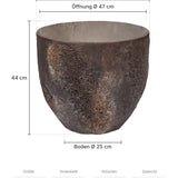 Pflanzkübel Jesslyn Oyster Braun Größe S – Maße: Ø 50 cm, Öffnung Ø 47 cm, Boden Ø 25 cm, Höhe 44 cm