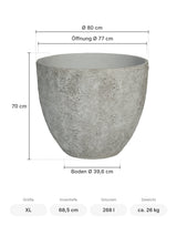 Pflanzkübel Jesslyn Oyster Weiß Größe XL – Maße: Ø 80 cm, Öffnung Ø 77 cm, Boden Ø 39,6 cm, Höhe 70 cm