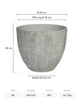 Pflanzkübel Jesslyn Oyster Weiß Größe XS – Maße: Ø 42 cm, Öffnung Ø 39 cm, Boden Ø 21,5 cm, Höhe 36 cm