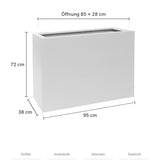 Rechteckiger Pflanzkübel Jort Matt Weiß Größe L – Maße: 95 × 38 cm, Höhe 72 cm, Öffnung 85 × 28 cm