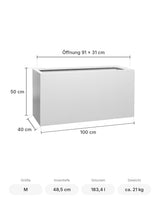 Rechteckiger Pflanzkübel Jort Matt Weiß Größe M – Maße: 100 × 40 cm, Höhe 50 cm, Öffnung 91 × 31 cm