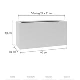 Rechteckiger Pflanzkübel Jort Matt Weiß Größe S – Maße: 80 × 30 cm, Höhe 40 cm, Öffnung 72 × 21 cm