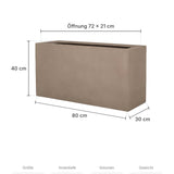 Rechteckiger Pflanzkübel Jort Taupe Größe S – Maße: 80 × 30 cm, Höhe 40 cm, Öffnung 72 × 21 cm