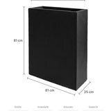 Rechteckiger Pflanzkübel Jort Schwarz als Sichtschutz Größe S – Maße: 61 × 25 cm, Höhe 81 cm, Öffnung 55 × 19 cm